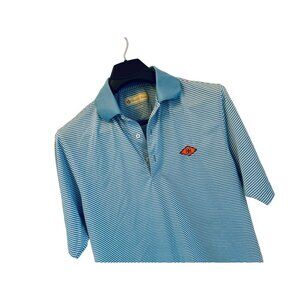DONALD ROSS Golf Polo Shirt Light Blue Stripes Size Small